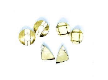 Three Pairs Of Vintage Gold Tone Earrings