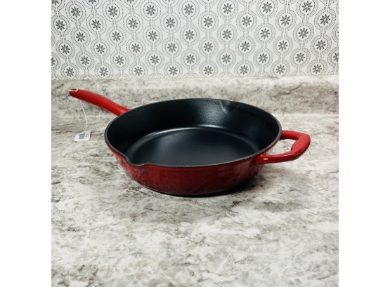 Tramontina Red Enamel 10' Cast Iron Skillet - With Box