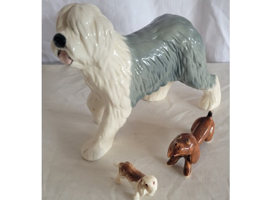 Royal Doulton Ceramic Sheep Dog Plus 2 Dog Miniatures (Bin 17)