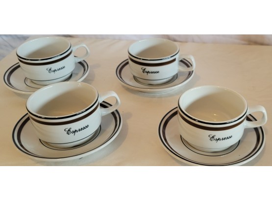 Set Of 4 Lubiana Espresso Cups And Saucers (Bin 13)