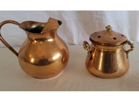 The Celler Copper Tone Pitcher And Jar With Lid (Bin 11)