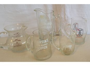 Assorted Alcohol Brand Pitchers Lot #3 Clear Glass