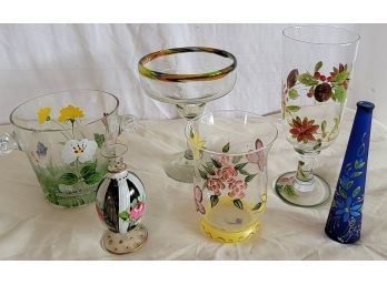 Hand Painted Glass Lot