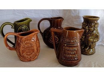 Vintage Alcohol Brand Pitchers Cordial - Mohawk- Old Crow