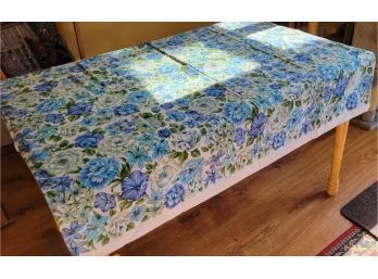 Blue And White Floral Tablecloth