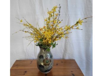 Vintage Cat-Tail Vase With Flower Arrangement (Bin 1)