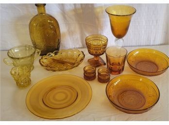 Vintage Amber And Yellow Glass Lot