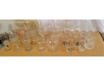 Large Lot Of Drinking Glasses Mixed Varieties