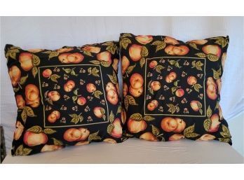 Set Of 2 Large April Cornell Apple Print Pillows