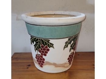 Large Ceramic Planter With Grapes