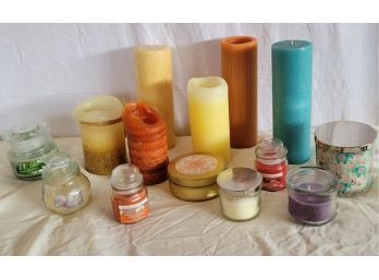 Jar Candles And Thick Tapers Lot Of Many Different Styles