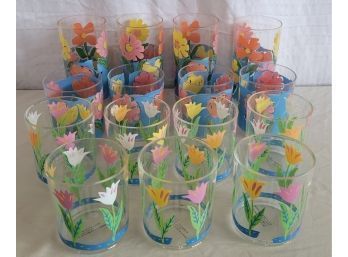Set Of 15 Spring Floral Plastic Tumblers