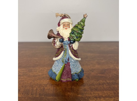 Jim Shore - Santa Hanging Ornament  - Victorian Holding Tree & Horn (2 Of 3 - Box Condition May Vary)