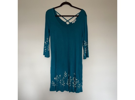 Simply Noelle Teal Dress With Vine Design - Small