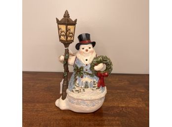 Jim Shore - Snowman Figurine - Be The Light This Season (1 Of 2 - Box Condition May Vary)