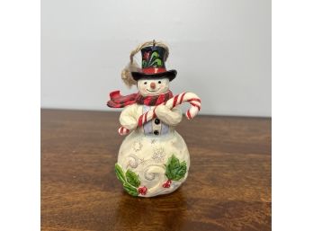 Jim Shore - Snowman With Candy Cane Hanging Ornament (1 Of 2 - Box Condition May Vary)
