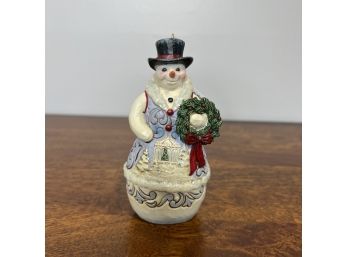 Jim Shore - Snowman Hanging Ornament - Victorian Snowman With Wreath  (3 Of 5 - Box Condition May Vary)
