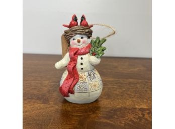 Jim Shore - Snowman Hanging Ornament - With Cardinal Nest  (2 Of 3 - Box Condition May Vary)