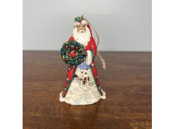 Jim Shore - Santa Hanging Ornament  - With Wreath And Scene (2 Of 3 - Box Condition May Vary)