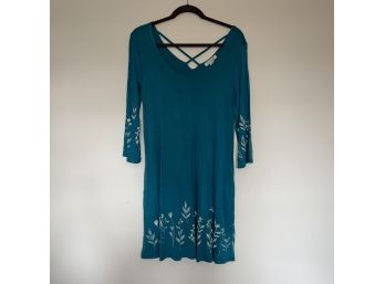 Simply Noelle Teal Dress With Vine Design - Small