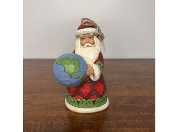 Jim Shore - Santa Hanging Ornament  - Holding Globe (1 Of 2 - Box Condition May Vary)