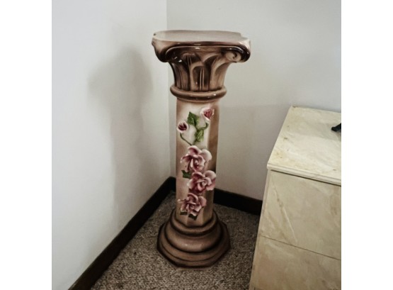 Ceramic Pedestal Stand With Roses (Bedroom 1)