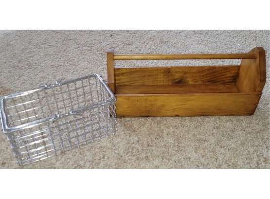 Wooden Tool Box And Metal Basket (Great Room)