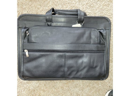 Perry Ellis Black Leather Laptop Bag/Suitcase (Great Room)