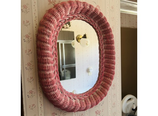 Pink Wicker Mirror (Bathroom)