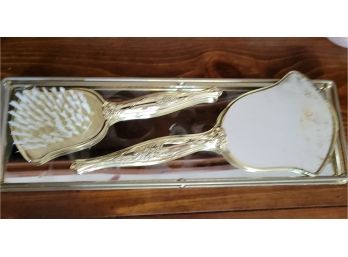 Vintage Hair Brush And Mirror On Tray (master B)