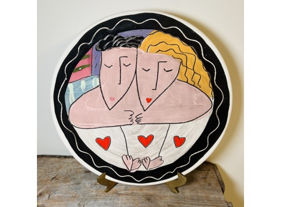 Hunt Keiser Studio Signed Pottery Plate - They Covered Themselves With Love