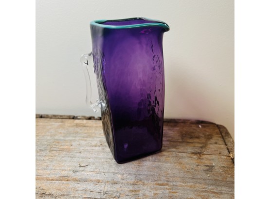 Purple Handblown Glass Cup With Handle