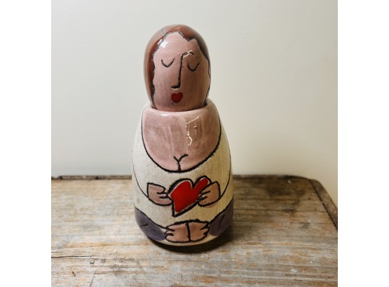Hunt Keiser Studio Signed Painted Pottery Woman With Wings