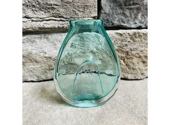 Signed Art Glass Flat Vase