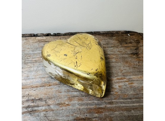Gold Leaf Art Glass Paperweight Heart
