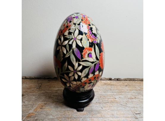 Colorful Floral Lacquer Finish Egg (No. 3)
