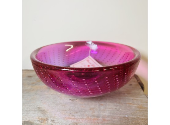 Rossi Glass Cranberry Crystal And 18k Gold Fused Bowl
