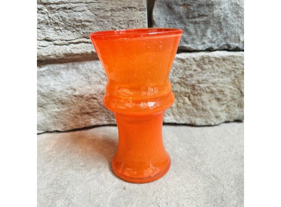 Bright Orange Art Glass Vase