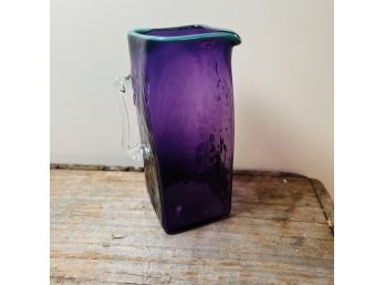 Purple Handblown Glass Cup With Handle