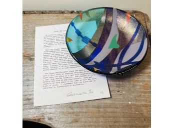 Antoinette Fox Signed Fused Slumped Art Glass Dish 1993 No. 1