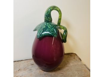 Large D. Hansen Signed Art Glass Eggplant 1995
