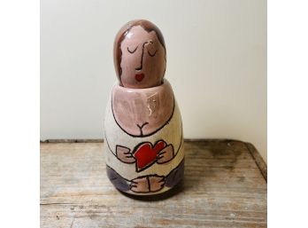 Hunt Keiser Studio Signed Painted Pottery Woman With Wings