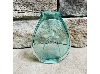 Signed Art Glass Flat Vase
