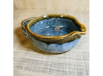 Signed Pottery Vessel With Pouring Spout And Handle