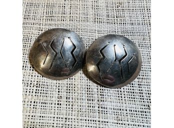 Artist Signed Round Post Back Earrings With Cut Out Design
