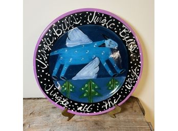 Droll Designs Jingle Bells Art Pottery Plate