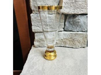 Stephen Smyers Signed Art Glass Vase With Gold Rim And Base