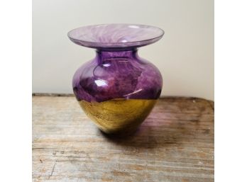 Purple And Gold Art Glass Vase - Small