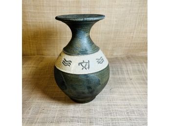 Raku Studio Pottery Vase By C. Matti