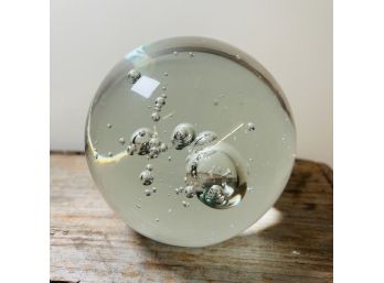 Urias Art Glass Paperweight With Bubbles